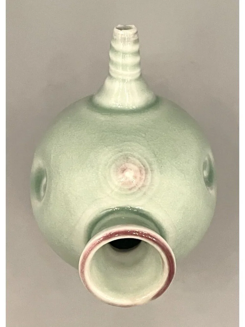 Vintage Chinese Celadon Glazed Fish Zun Pouring Vessel Art Pottery